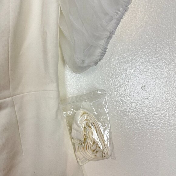 FRENCH CONNECTION Whisper Puff Sleeve Dress in Summer White Size US 8 - Picture 4 of 8